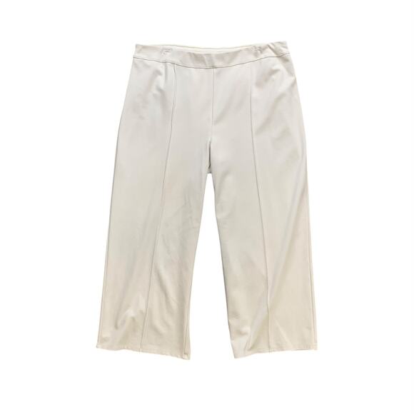 J Jill Pants Womens Large White Wearever Double Face Jersey Pintucked Capri Wide - Picture 1 of 10